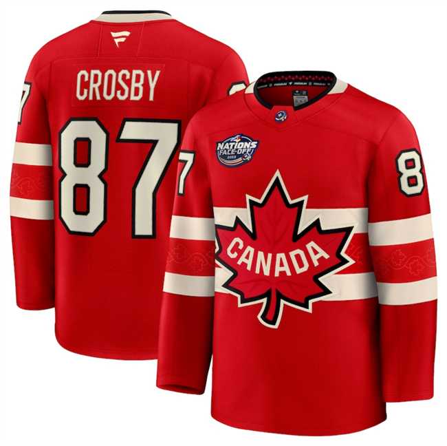 Mens Canada #87 Sidney Crosby Red 2025 4 Nations Face-Off Premium Stitched Jersey Dzhi->olympics canada jerseys->NHL Jersey